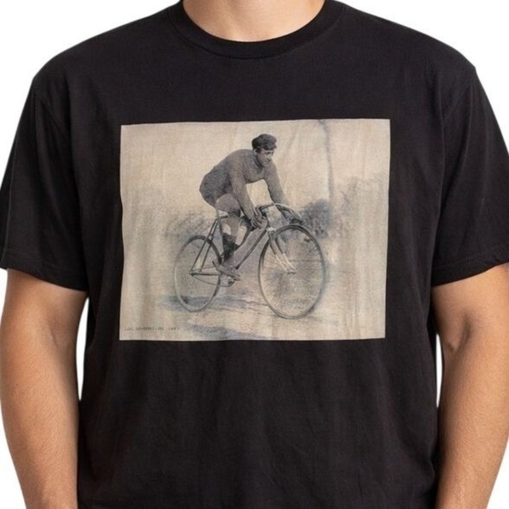Saks Fifth Avenue Graphic‎ Tee XL Black Cotton Cyclist Art Tee Light Academia
